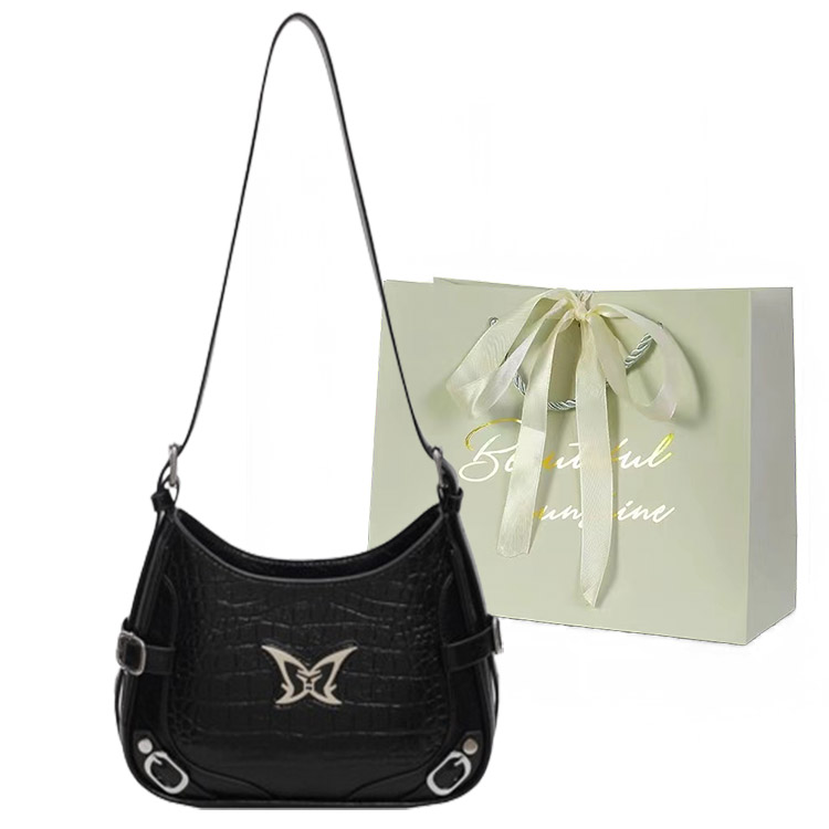 

JIANGLIDA Плечевая сумка байкера Полумесяц сумка Женская сумка через плечо, Black