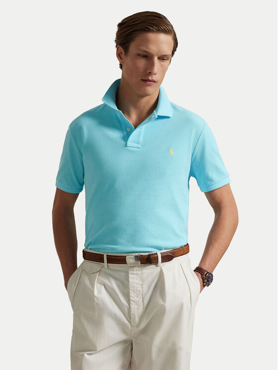 

Рубашка поло облегающего кроя 710536856449 Polo Ralph Lauren, бирюзовый