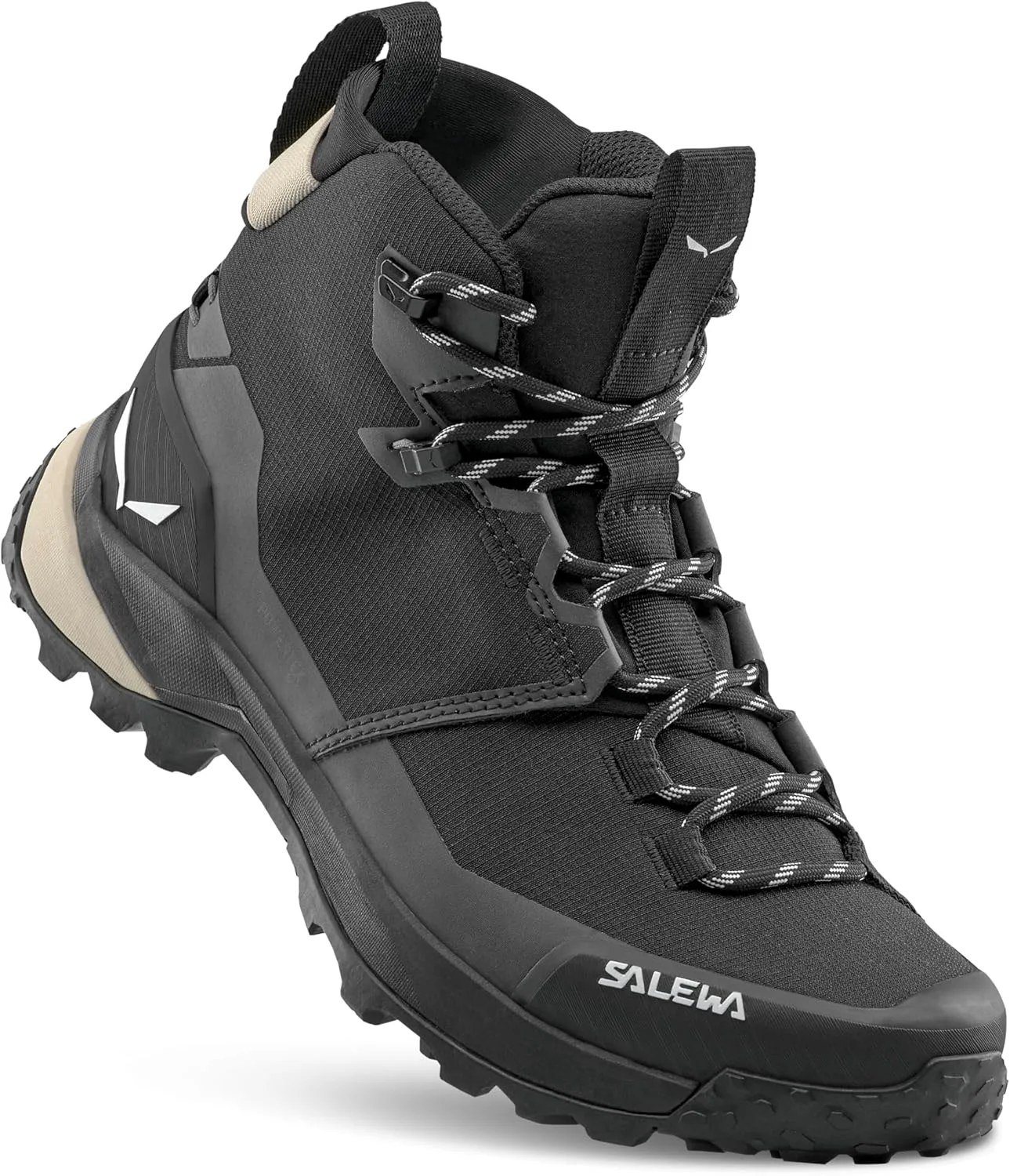 Женские водонепроницаемые трекинговые ботинки Salewa Puez Mid Powertex для хайкинга и треккинга, черный — фото 4