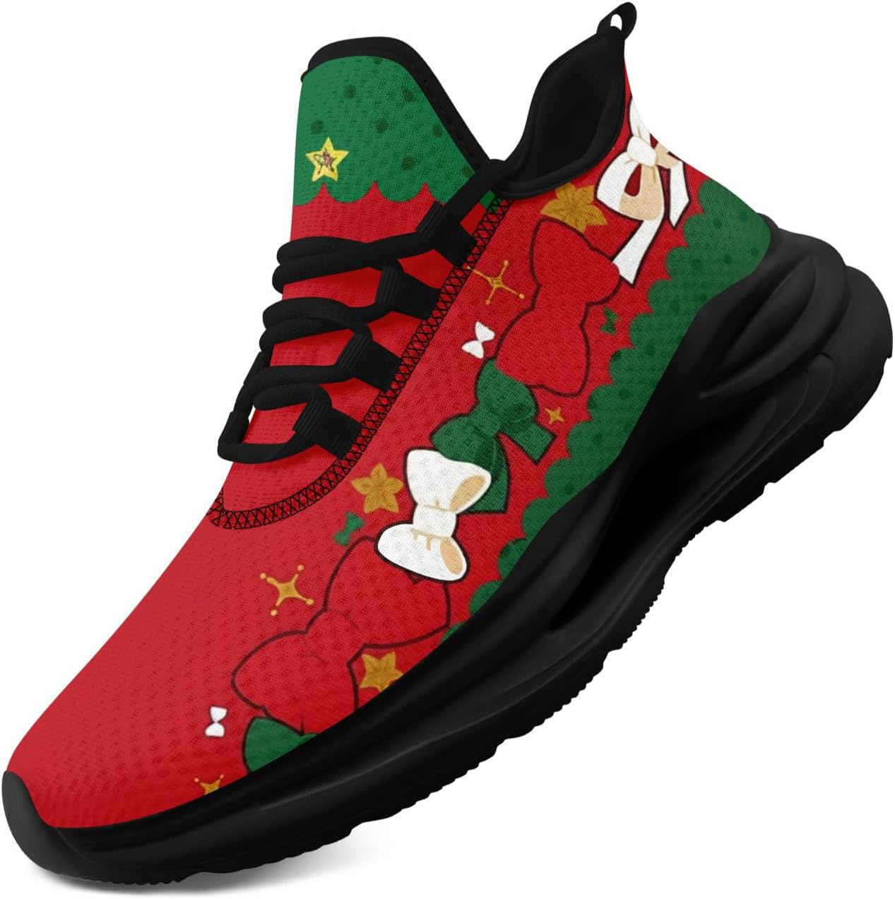 

Кроссовки с рождественской тематикой Санта-Клауса для мужчин и женщин - удобные теннисные и ходовые обувь, амортизирующие спортивные кроссовки для тренировок Coolcustomize, красный