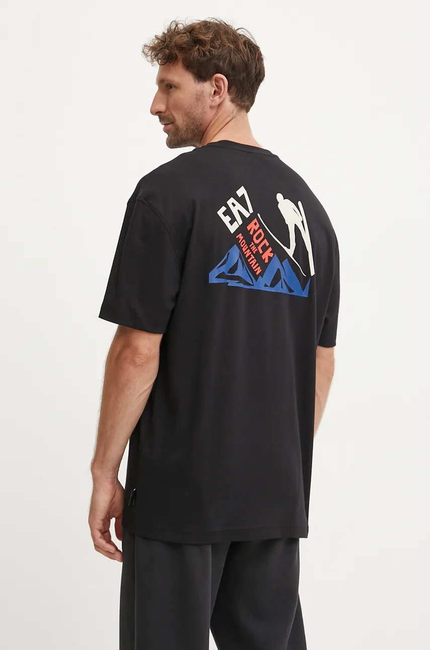 

Хлопковая футболка EA7 Emporio Armani, черный