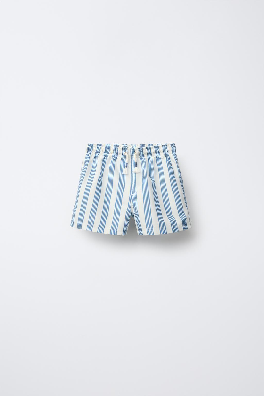 

6-14 лет / полосатые плавательные шорты ZARA, экрю