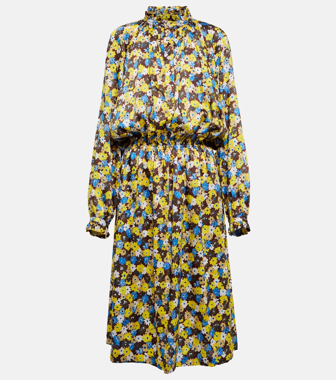 

Платье с длинными рукавами и цветочным принтом Plan C, желтый