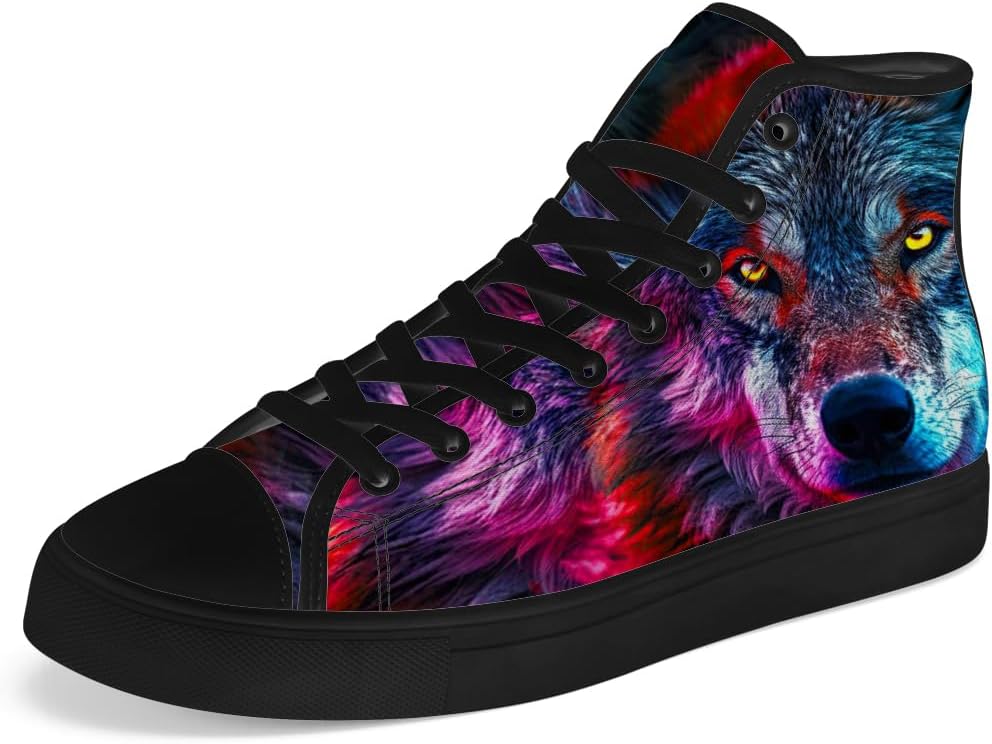 

Мужские и женские высокие кеды из холста Wolf, высокие кроссовки на шнуровке, повседневная обувь Chebing, красный/синий