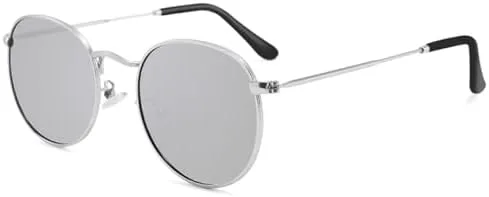 

Классические женские круглые солнцезащитные очки 2027 года, розовые, с зеркальным покрытием, в стиле ретро, ​​мужские очки с зеркальным покрытием MTZJH, Silver Mirror