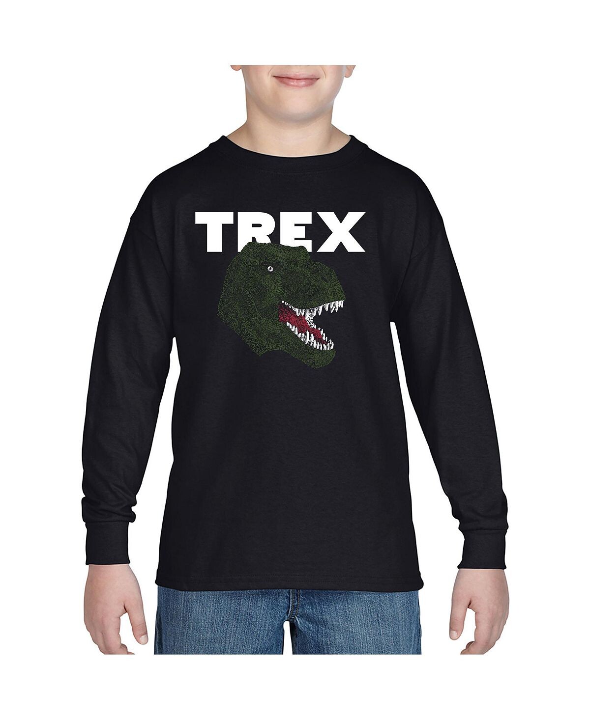 

Лонгслив Big Boy's Word Art — голова T-Rex LA Pop Art, черный