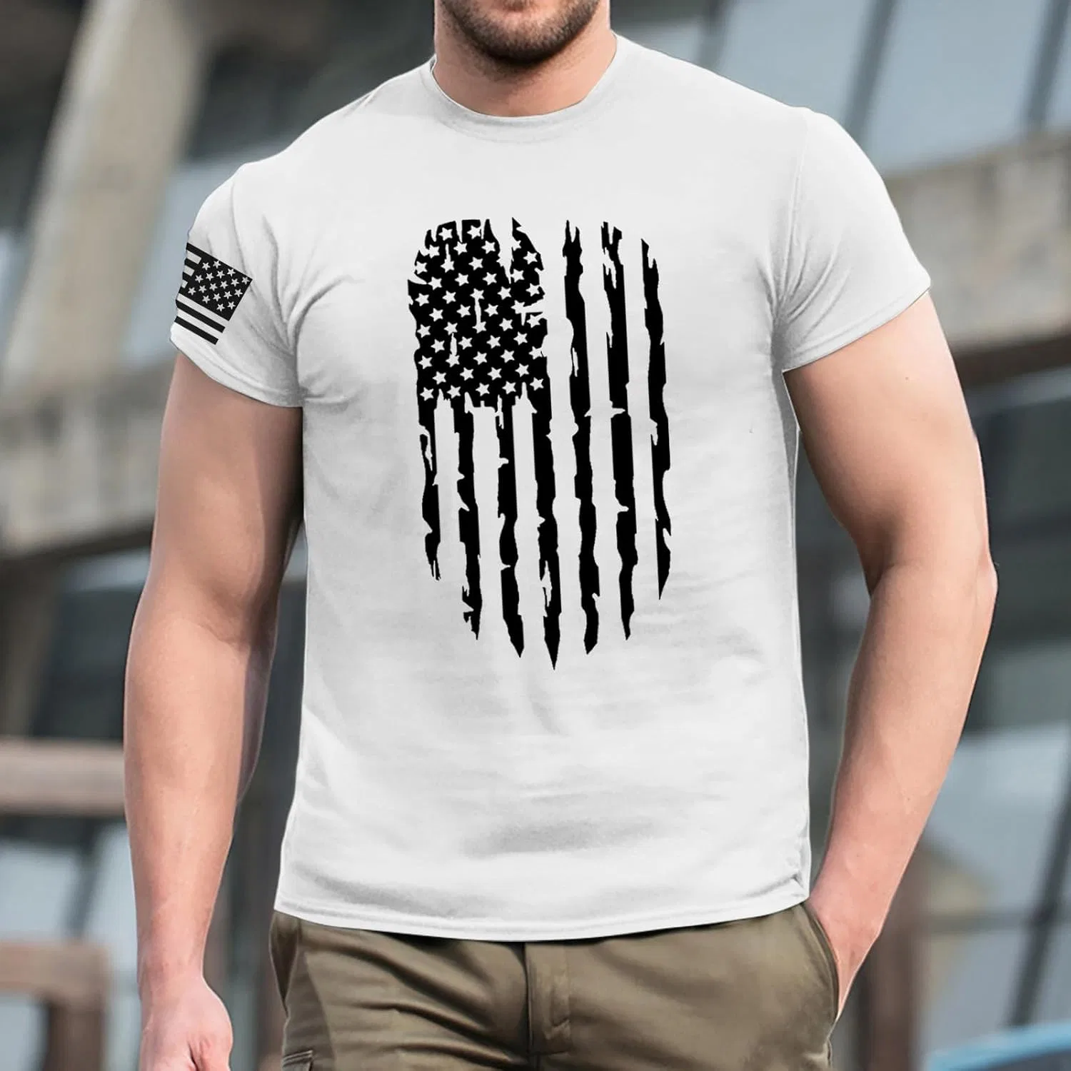 Футболка с принтом флага США, Generic, 3-gray — фото 2