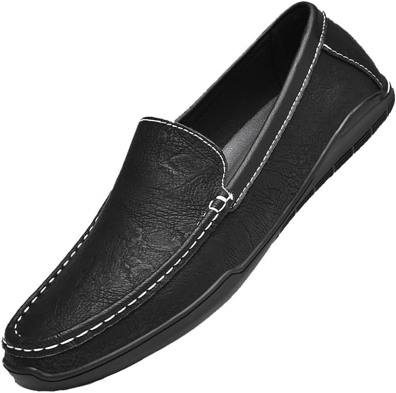 

Мужские кожаные лоферы Santimon с плоской подошвой, повседневные мокасины без шнурков, мягкие водители, легкие мокасины, черный