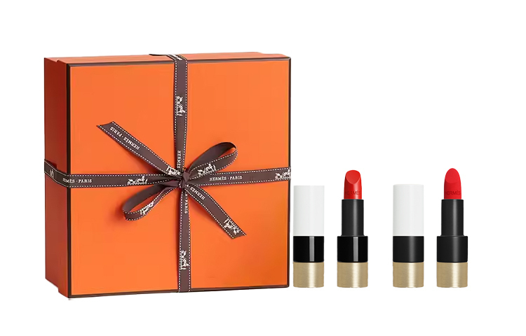 

Two Tone Lipstick Box Makeup Sets, легко растушевывается HERMES, satin lipstick #75 + matte lipstick #64