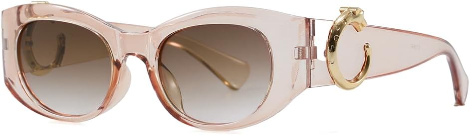 

Роскошные солнцезащитные очки «кошачий глаз» для женщин, крупная оправа с золотистой пряжкой в ​​виде конской уздечки, тонированные линзы с защитой от УФ-излучения ENSARJOE, Champagne