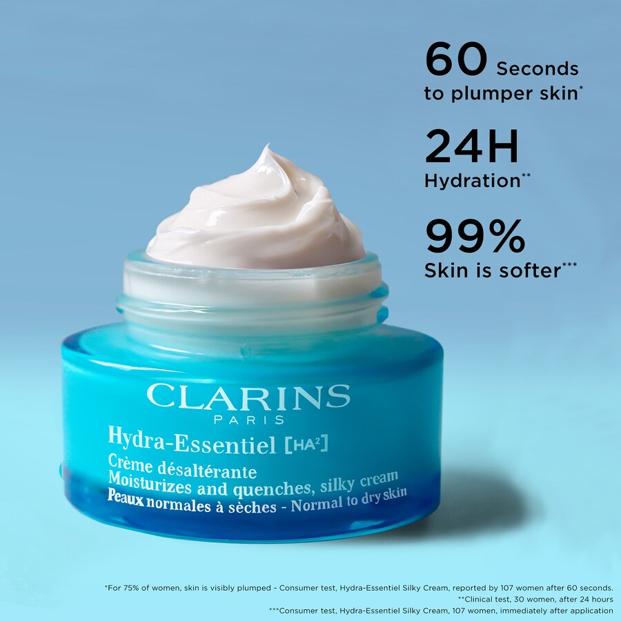 Увлажняющий крем Hydra-Essentiel Silky Moisturizer с двойной дозой гиалуроновой кислоты Clarins, 1.7 oz /50 mL — фото 2