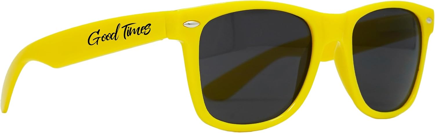 

Стильные поляризованные солнцезащитные очки Funky Junque в стиле ретро — защита от УФ-излучения, классические очки унисекс — для девичника, однотонные, в выгодных комплектах, I'll Bring the - Good Times (Yellow)