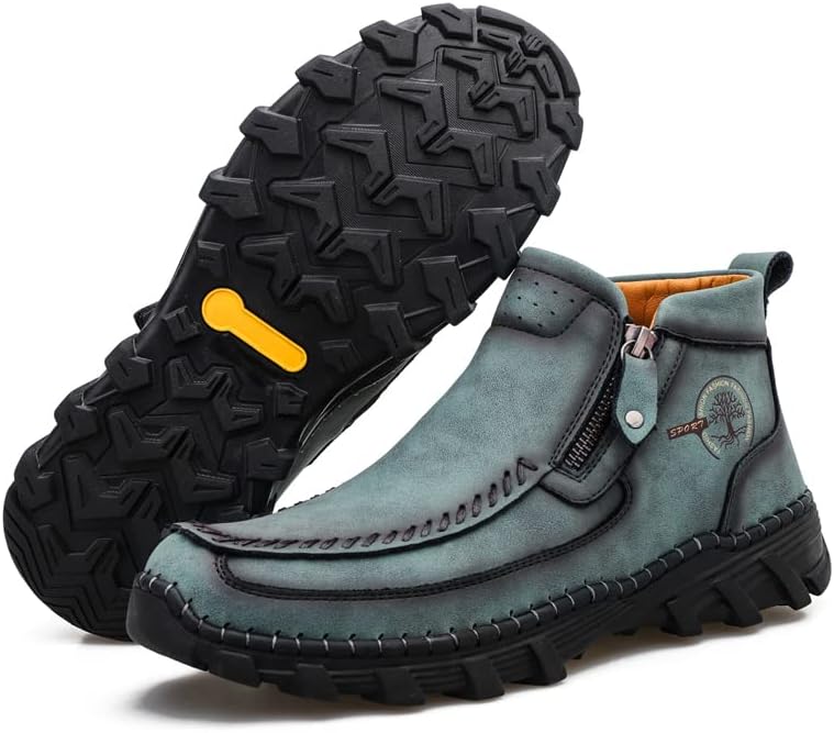 

Мужские кожаные ботинки до щиколотки, ручной работы в стиле мокасин с боковой молнией, с прочной резиновой подошвой, доступны в черном, коричневом и сером цветах Generic