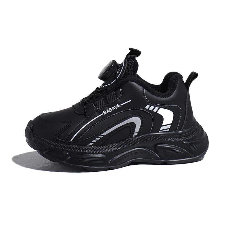 

Детские повседневные ботинки из искусственной кожи, нескользящие, износостойкие, водонепроницаемые, утепленные Babaya, черный белый