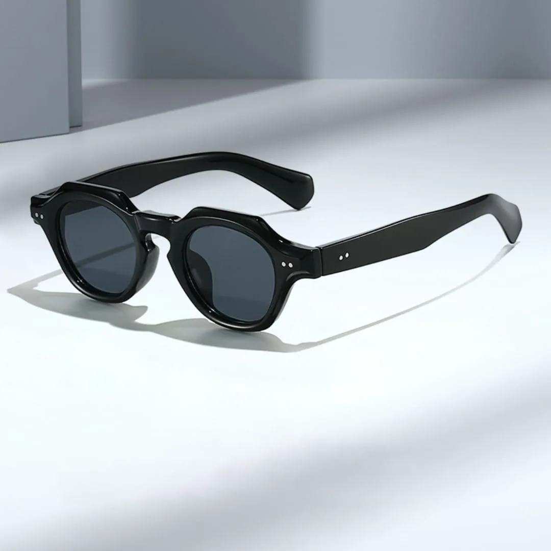 

Маленькие многоугольные солнцезащитные очки для женщин и мужчин в стиле ретро с заклепками, защита от УФ-излучения UV400 (черно-красные) TVTBBVV, Black Red