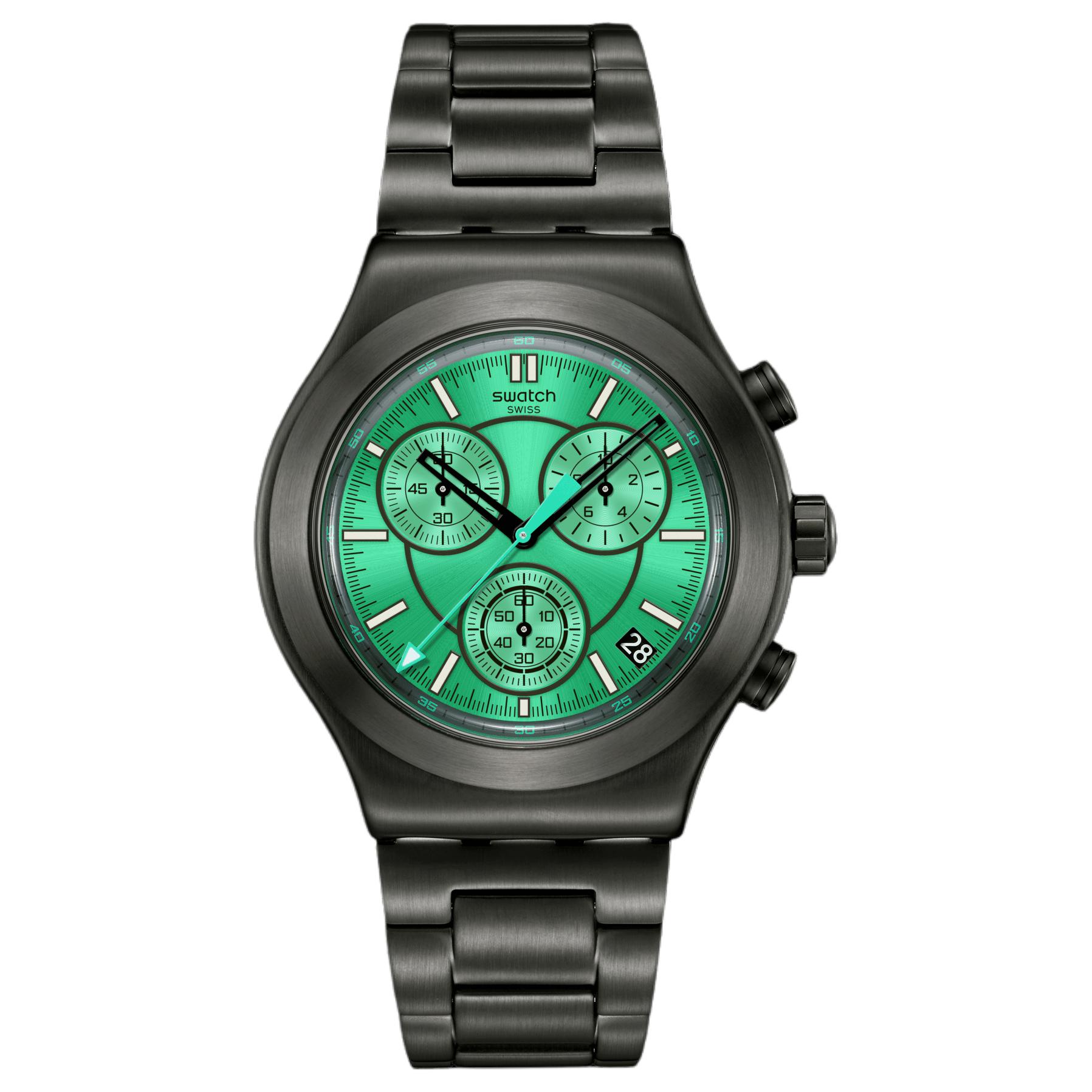 

SWATCH Часы Quartz Movement Unisex Watch 43mm Green Dial Stainless Steel Watch Case Stainless Steel Watchband, Green Dial