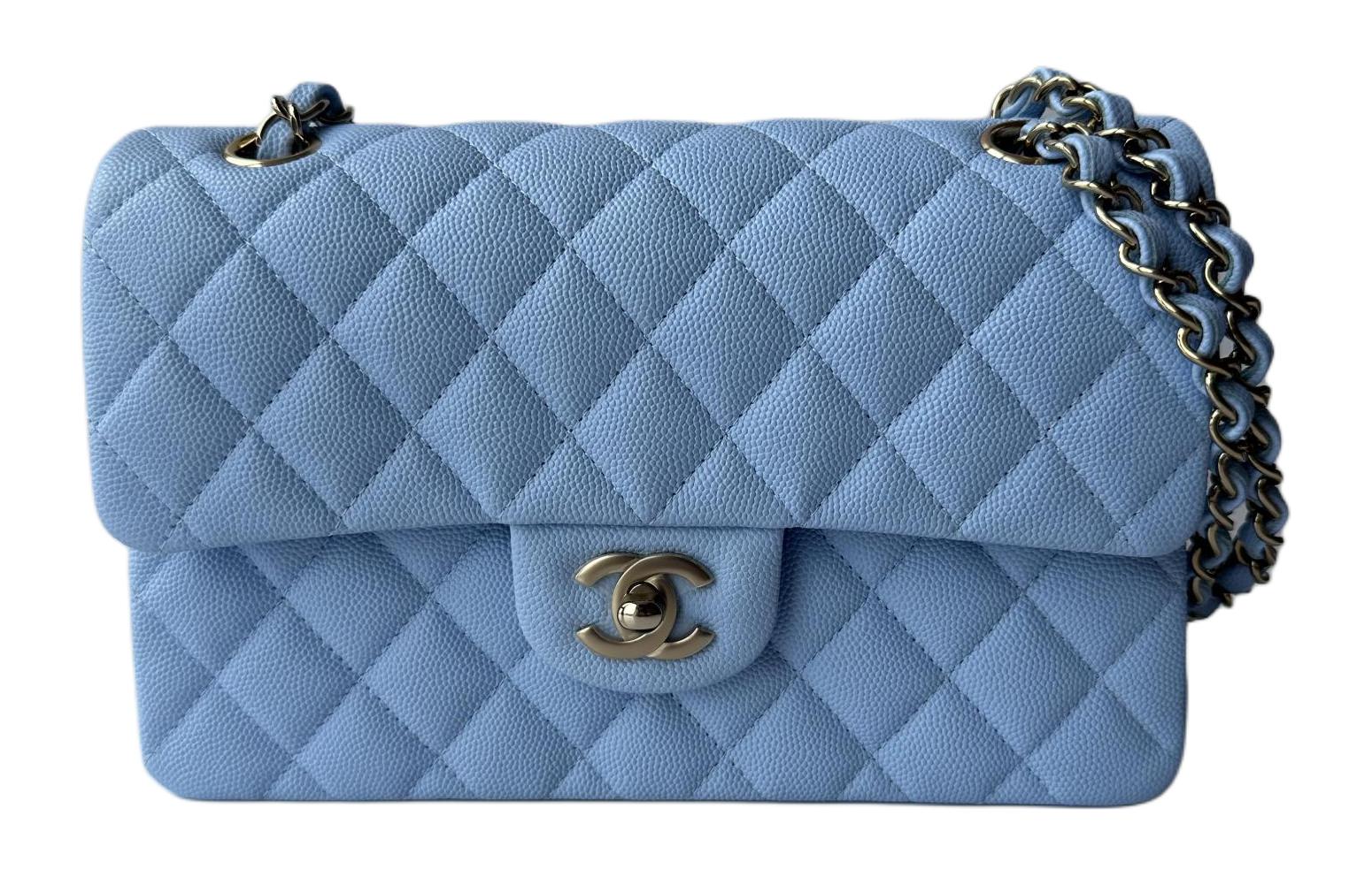 

CHANEL Классический клатч CF23P весенне-летний зернистой кожи наплечная сумка кросс-боди маленькая женская светло-голубая