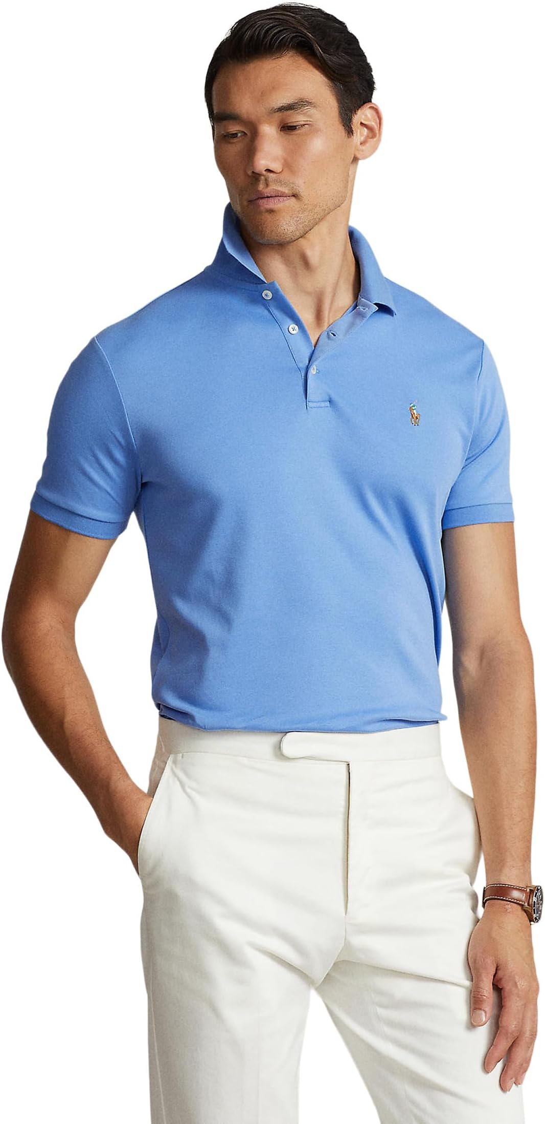 

Рубашка-поло Custom Slim Fit Soft Cotton Polo Polo Ralph Lauren, цвет Summer Blue