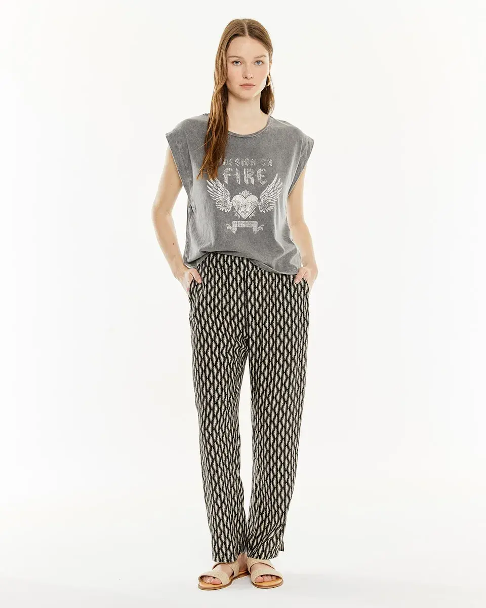 

Женские брюки с резинкой на спине и боковой отделкой System Action, черный