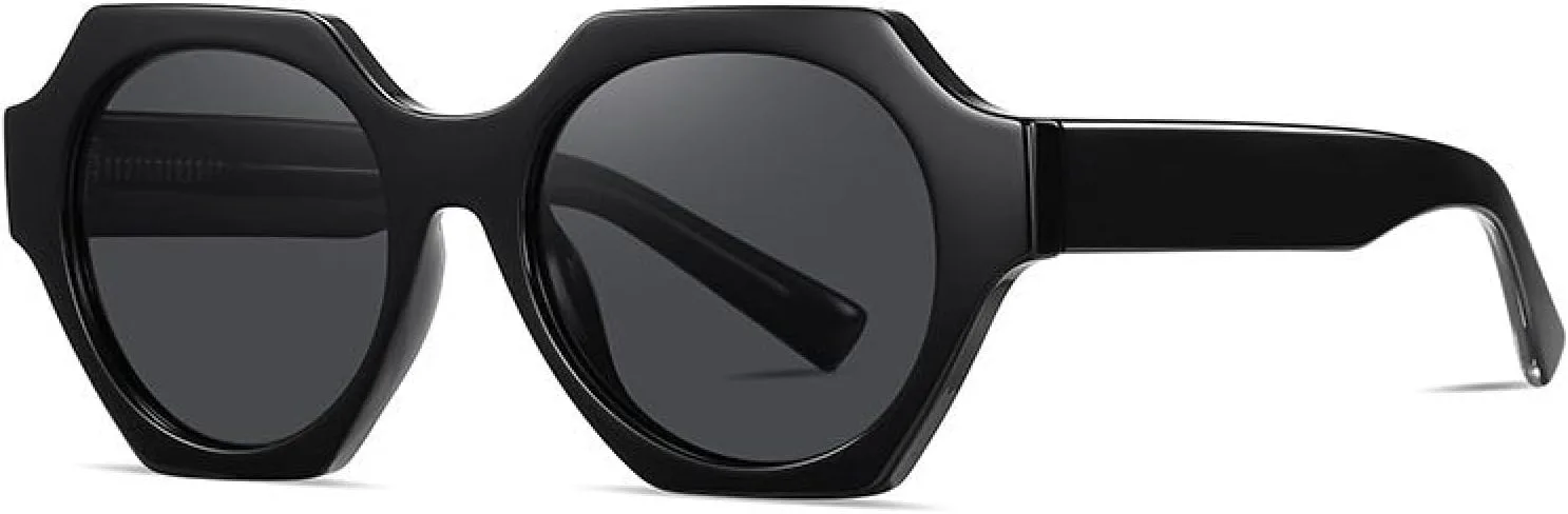 

Солнцезащитные очки для женщин и мужчин с защитой от УФ-излучения UV400, оправа из ацетатного волокна, для кемпинга, пляжа и путешествий TVTBBVV, Bright Black Gray