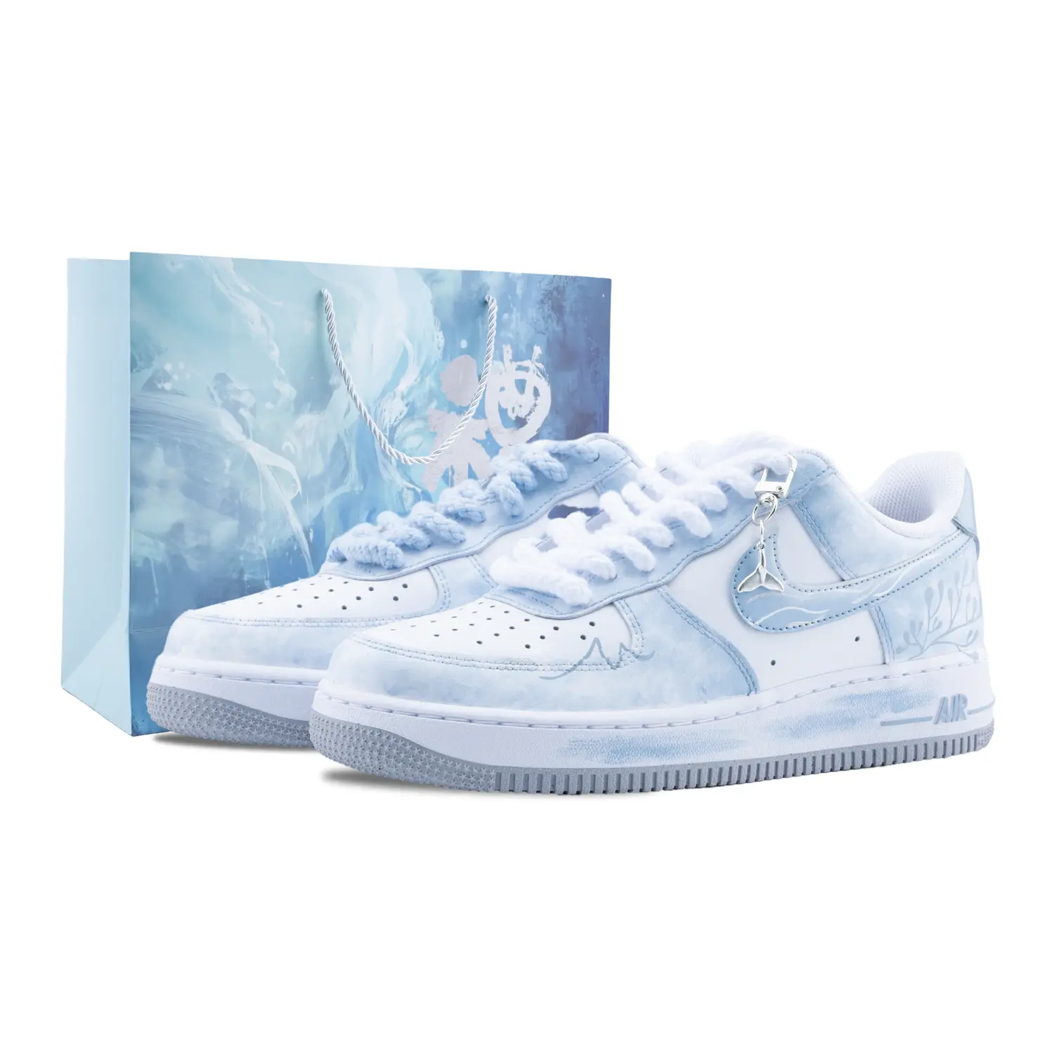 

Nike Кроссовки Air Force 1 Fairy Spirit с низким верхом, противоскользящие, износостойкие, для скейтбординга, мужские, небесно-голубые