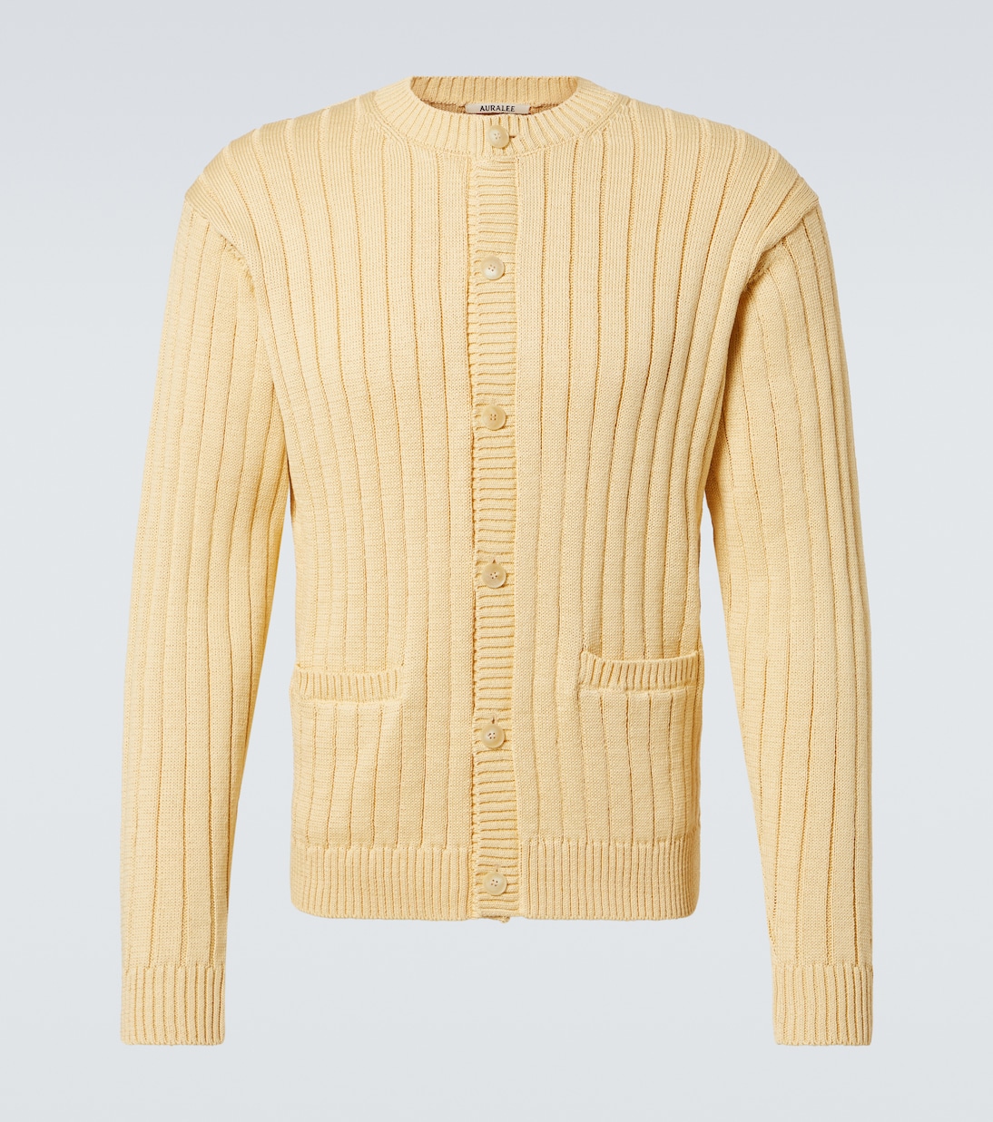 

Кардиган из хлопка с рельефной вязкой Auralee, Dusty Yellow