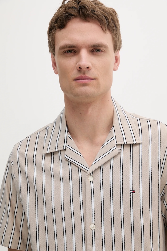 Хлопковая рубашка Tommy Hilfiger, бежевый — фото 4