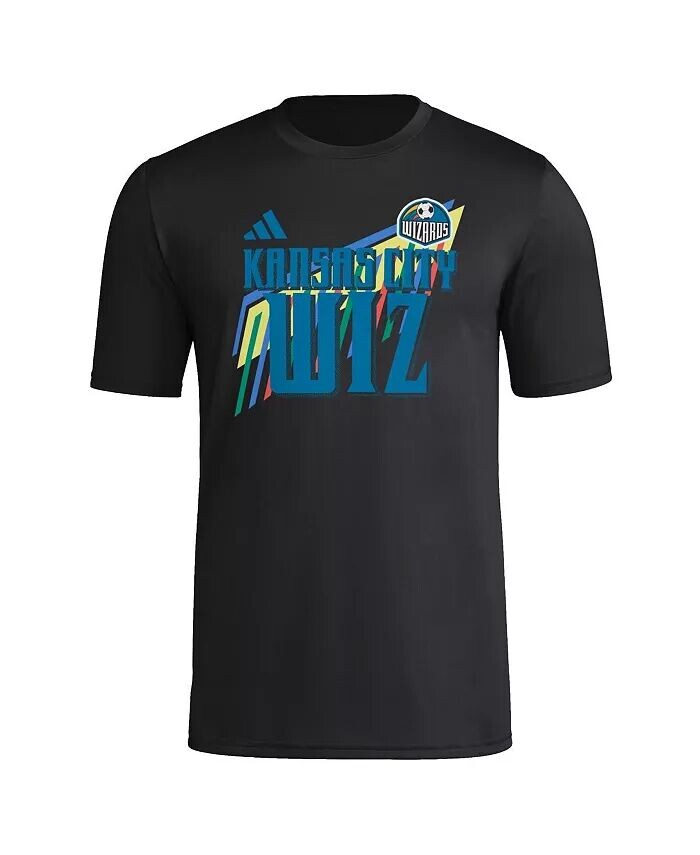 Мужская черная футболка Sporting Kansas City 2024 MLS Jersey Hook Pre-Match adidas — фото 3