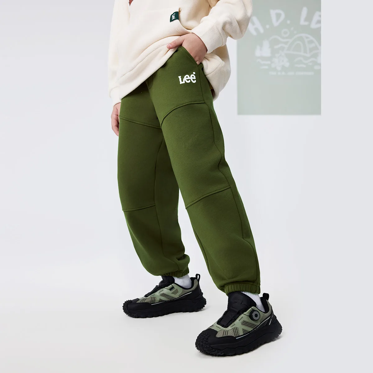 Трикотажные спортивные штаны для подростков Lee, Army Green — фото 4