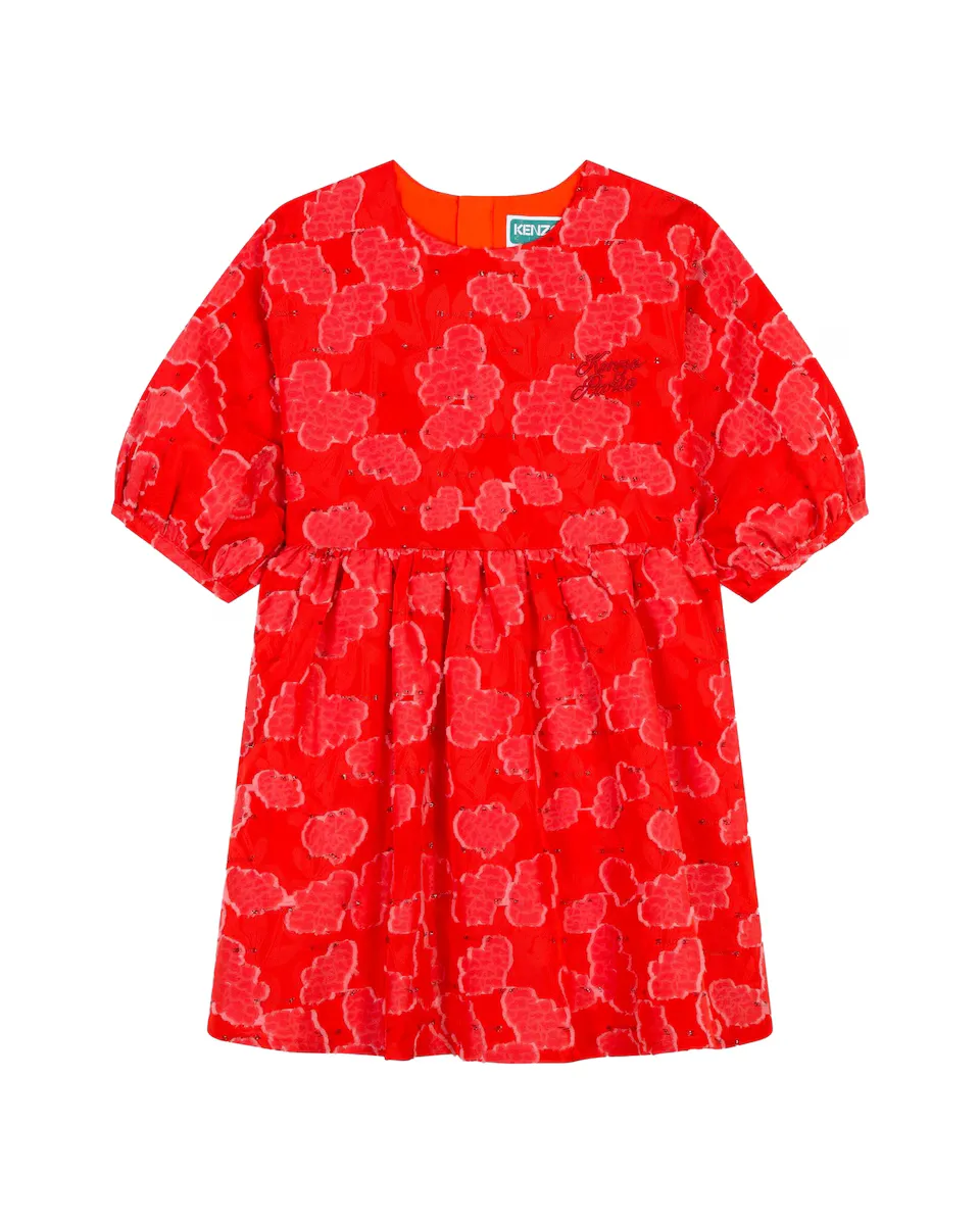 

Красное платье для девочки с пышными рукавами Kenzo Kids