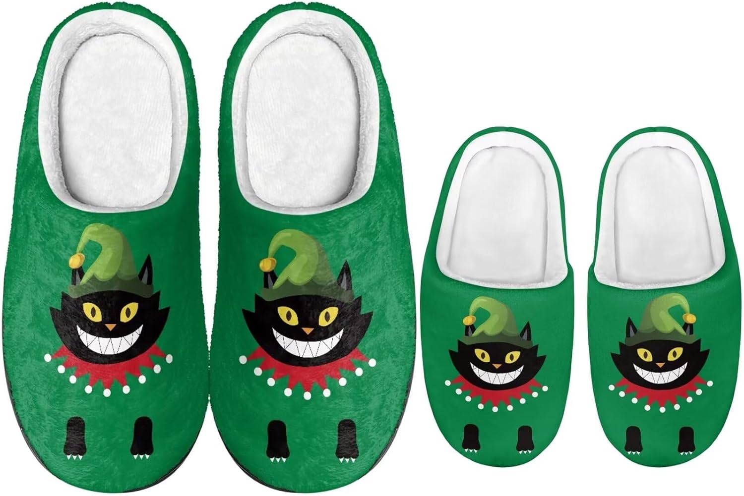 

Рождественские тапочки Dngkaoje для семьи Нескользящие домашние тапочки для мужчин и женщин, зеленый