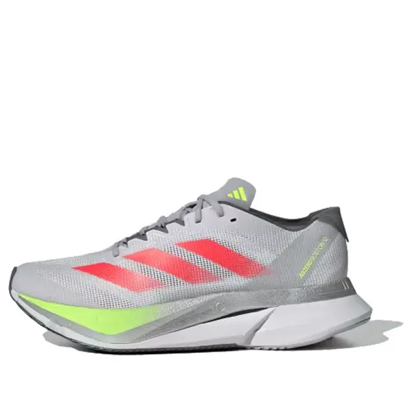 Кроссовки adizero boston 12 'dash grey lucid red lucid lemon' Adidas, серый