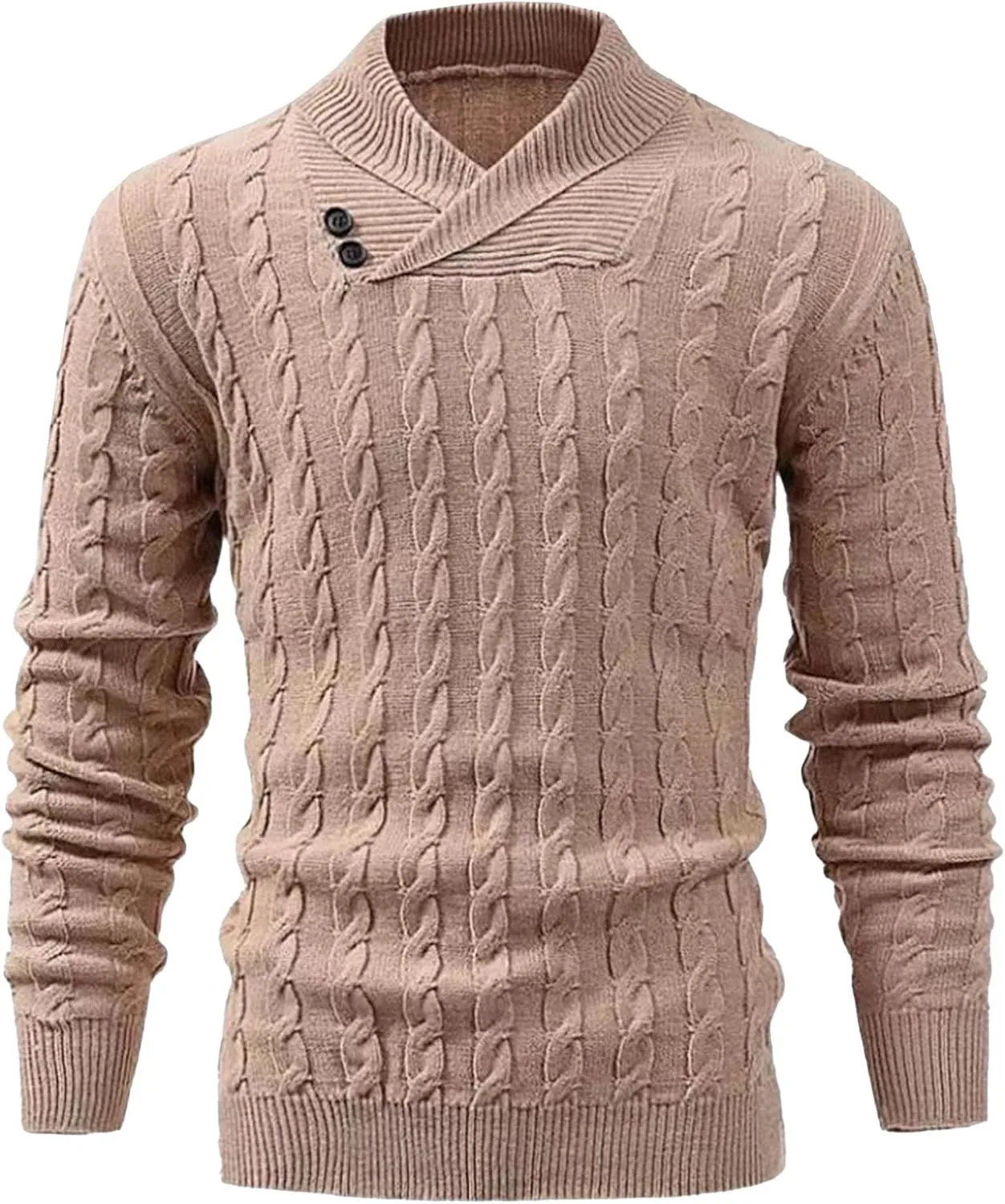 

Мужской свитер с шалью Slim Fit Casual Button Cable Knit DGHM-JLMY