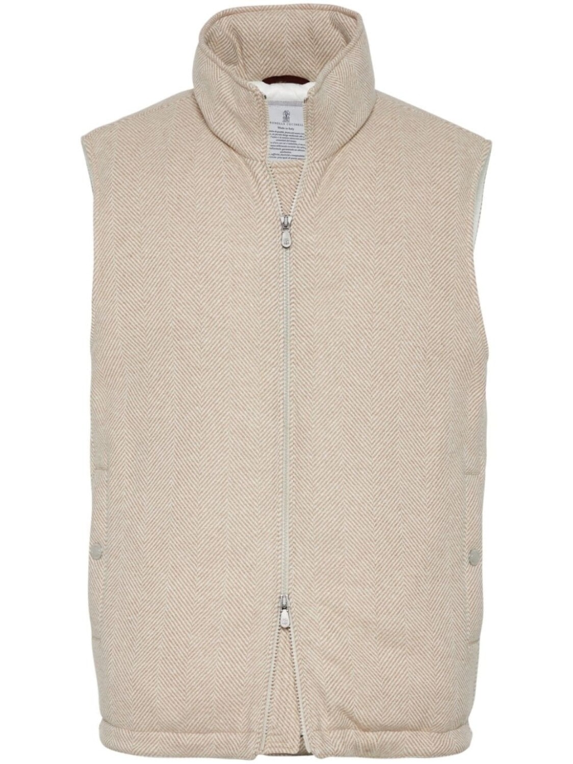 

Brunello Cucinelli дутый жилет с узором в елочку, нейтральный цвет