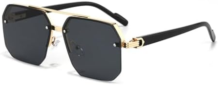 

Женские солнцезащитные очки без оправы, прямоугольной формы, модные солнцезащитные очки для женщин, классические очки с защитой от УФ-излучения UV400 MTZJH, Gold Black