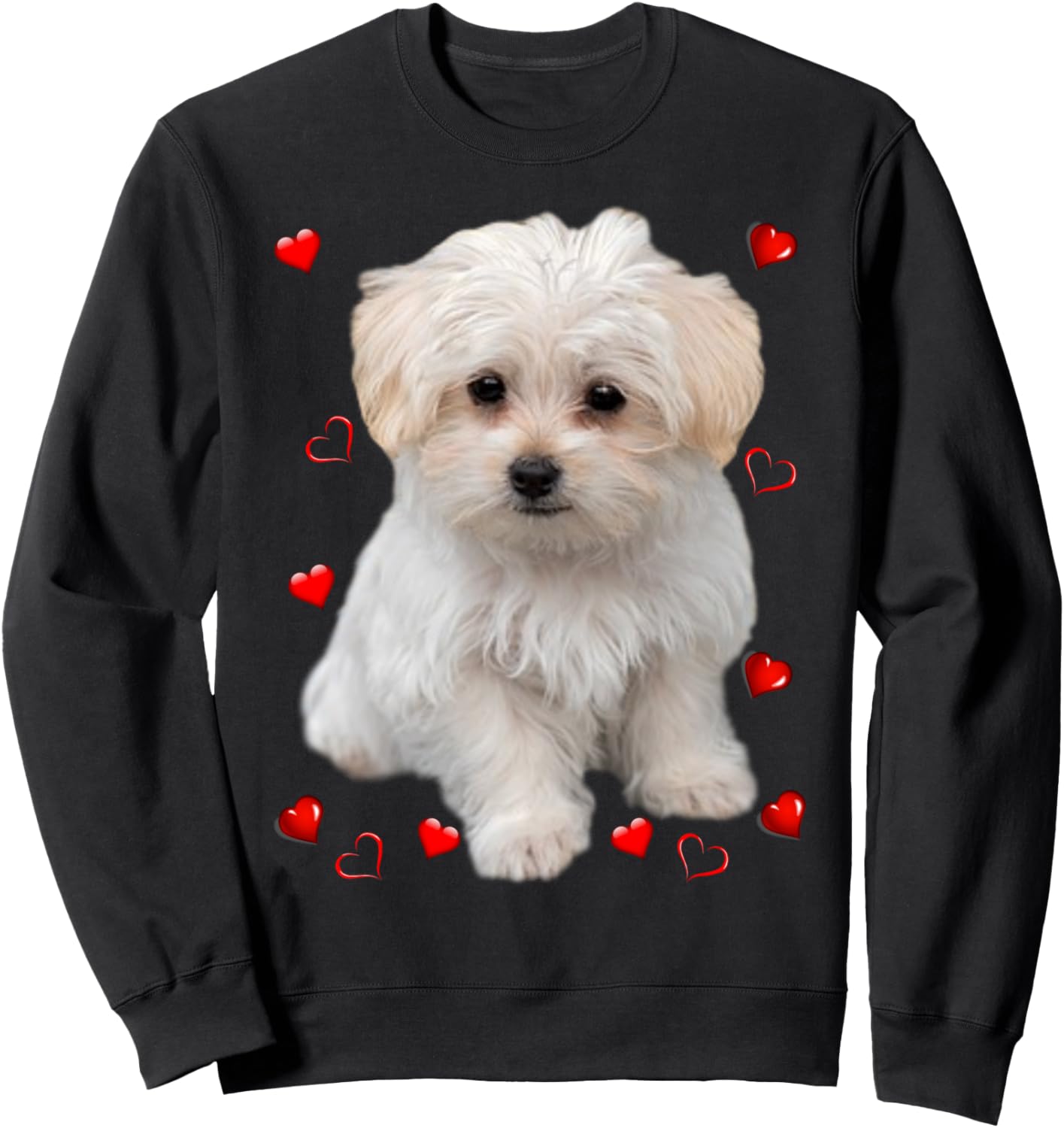 

Толстовка с резиновым рисунком в виде сердца и изображением щенка мальтийской болонки Maltese Dog Lover Designs, черный
