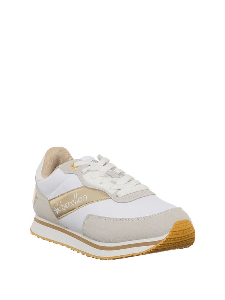 Кроссовки на шнуровке Benetton, цвет beige/weiß/gold — фото 2