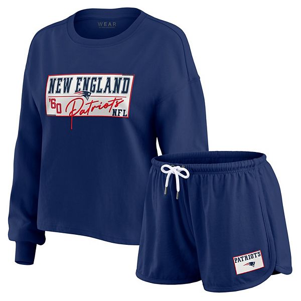 

Женский комплект New England Patriots: регбийная футболка с длинным рукавом и шорты Wear By Erin Andrews