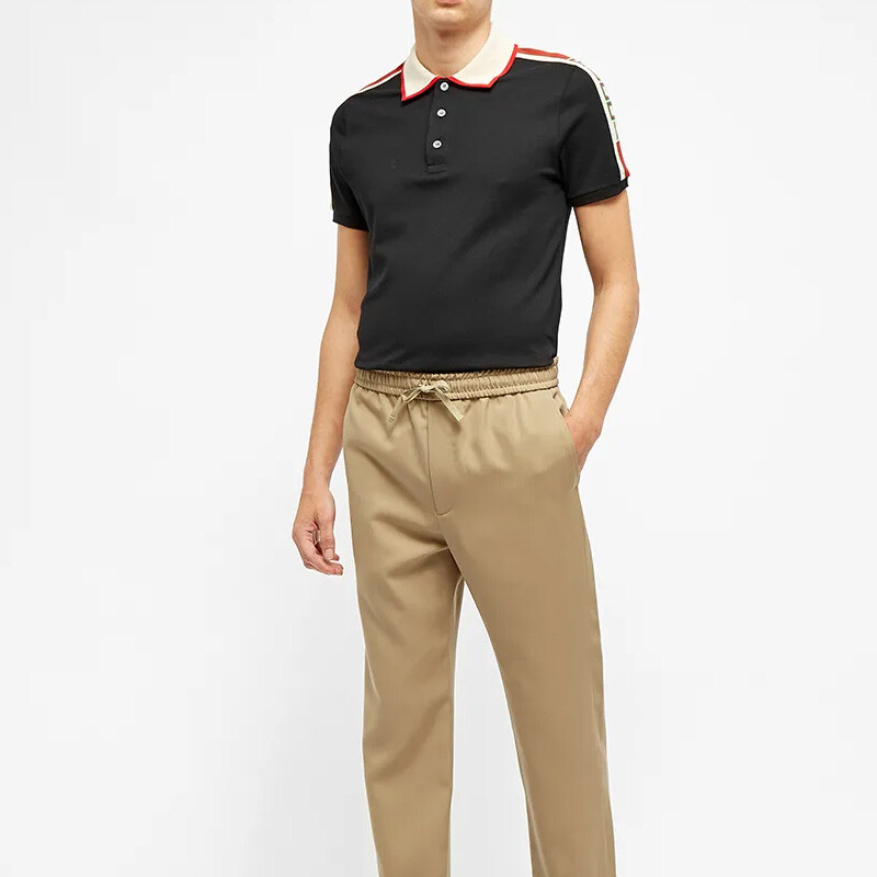 Рубашка-поло Gucci мужская, хлопок, черный / белый — фото 3