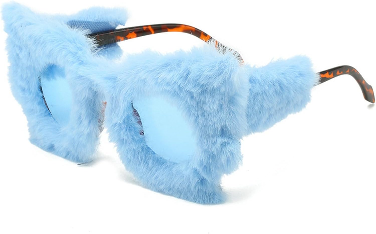 

Солнцезащитные очки COTIA Y2K в стиле панк с мягким мехом и бархатом для женщин, модные очки «кошачий глаз» 2023 года, ручная работа, для вечеринок и маскарадов, плюшевые очки, Blue