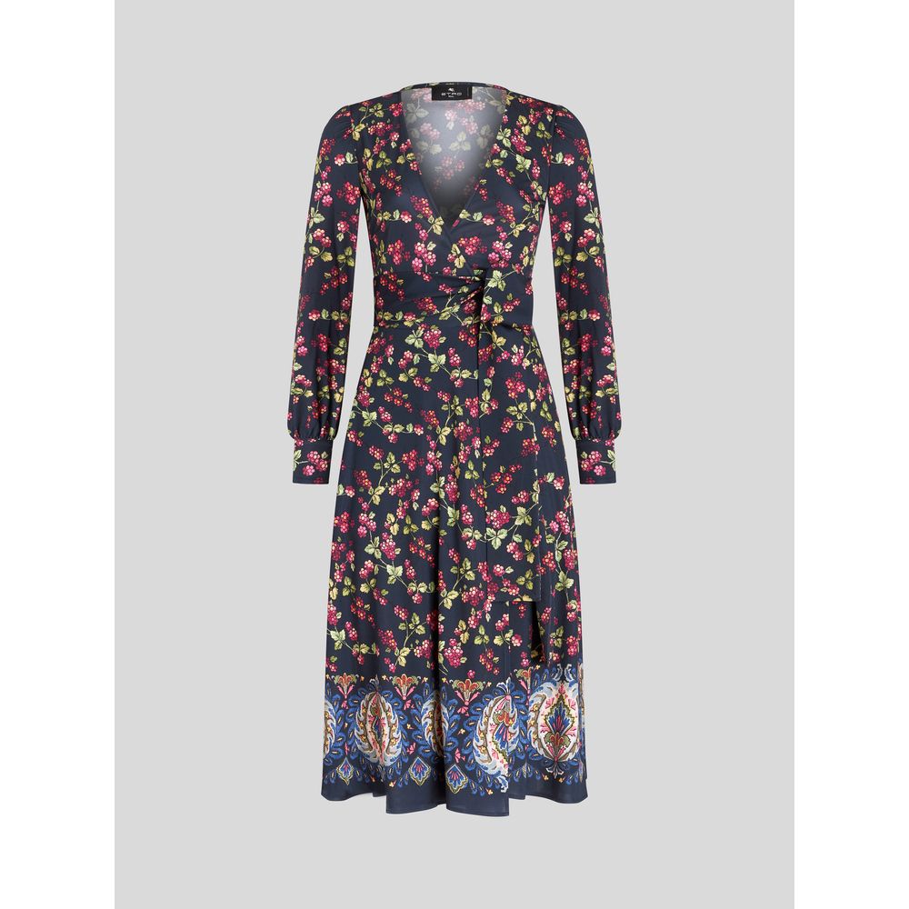 

ПЛАТЬЕ-ЗАПАХ ИЗ ДЖЕРСИ ETRO, синий