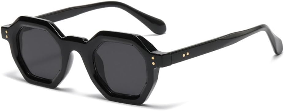 

Модные солнцезащитные очки Polygon Small для женщин, ретро-очки с заклепками, мужские солнцезащитные очки UV400, трендовые солнцезащитные очки для активного отдыха TYUVIVO, Black Gray