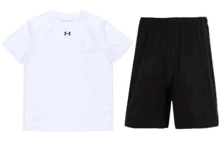 

Повседневная спортивная одежда унисекс белая футболка + черные шорты Under Armour, черный