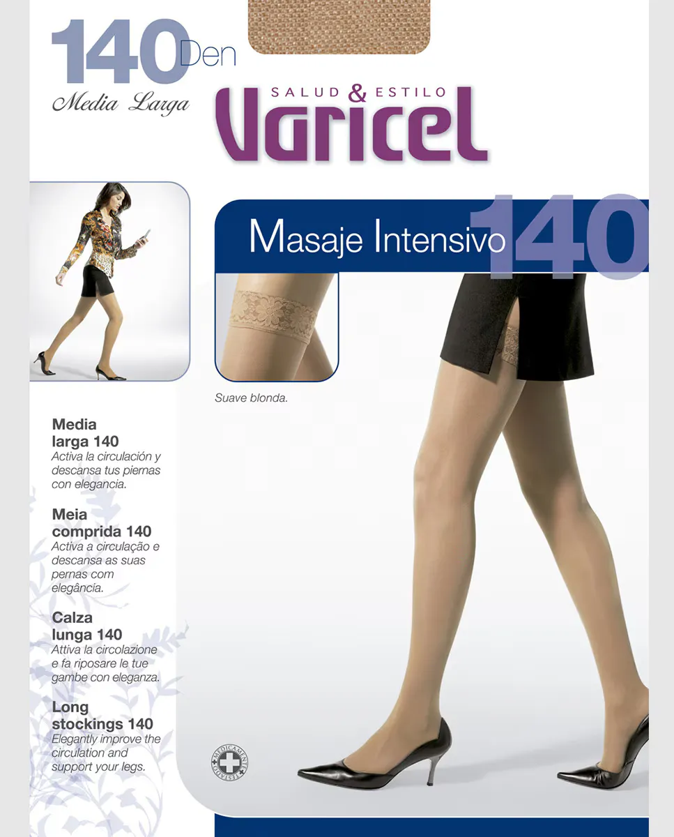 

Женские кружевные чулки Varicel плотностью 140 ден, черный
