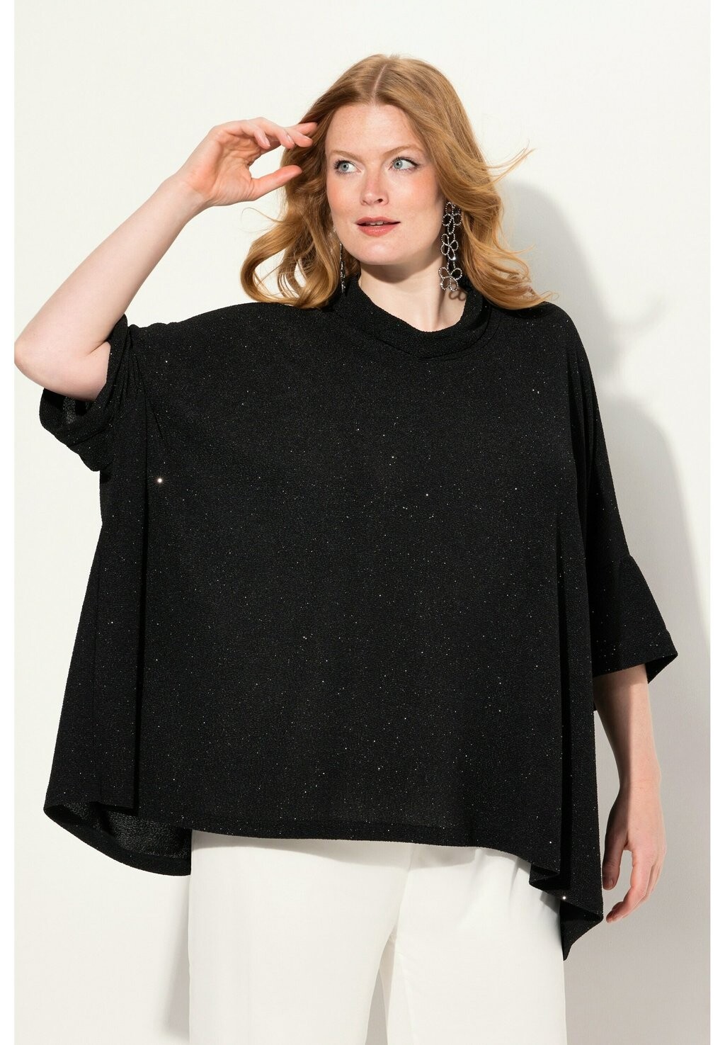 

Блуза SPARKLING DRAPED COLLARED Ulla Popken, черный