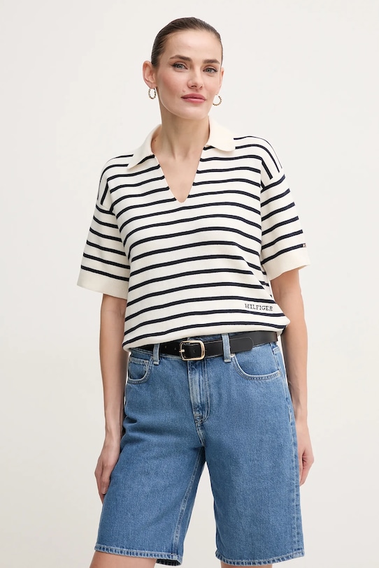 

Хлопковый свитер Tommy Hilfiger, бежевый