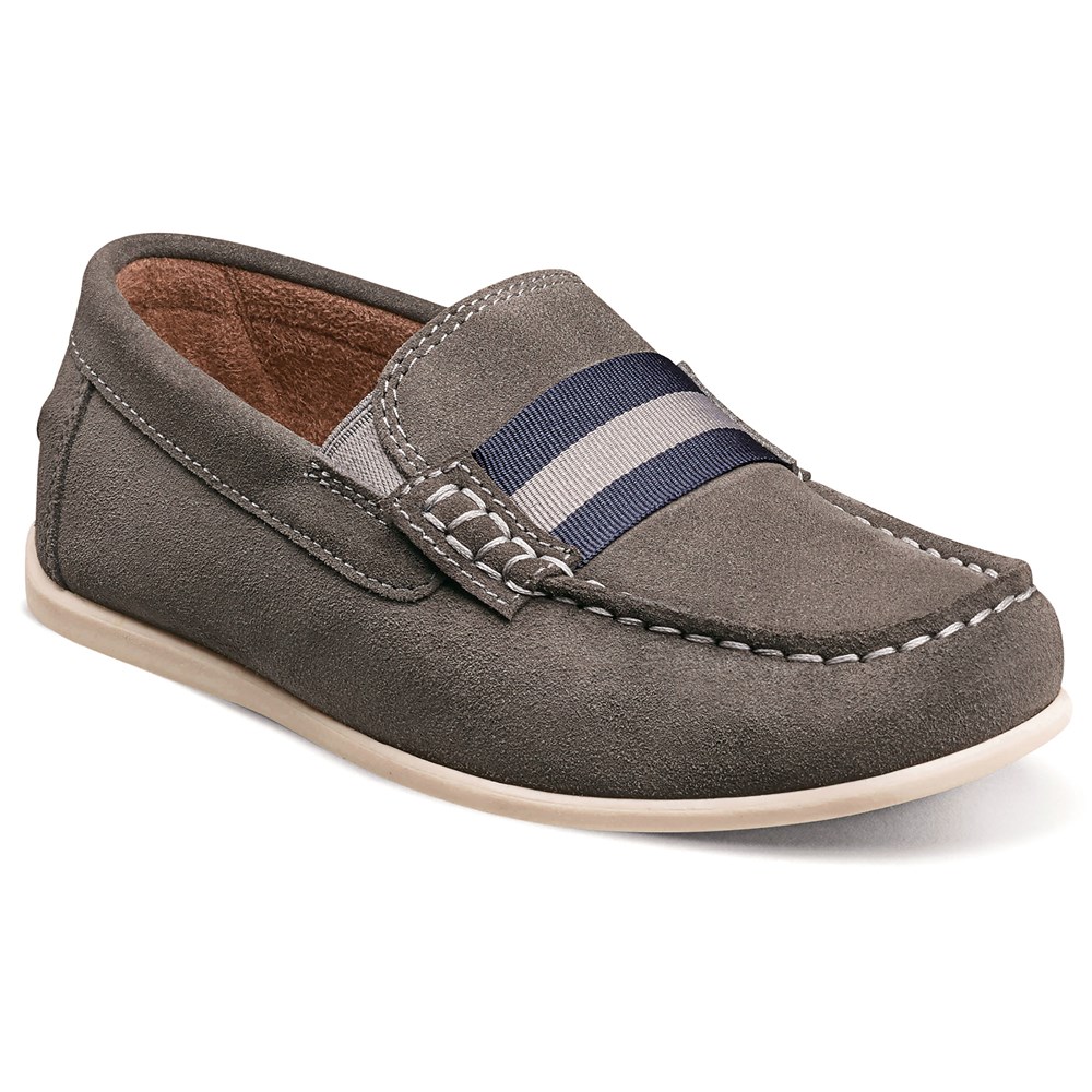 

Детские слипоны Jasper Strap Jr. Moc Toe Slip On Little/Big Kid Florsheim, серый