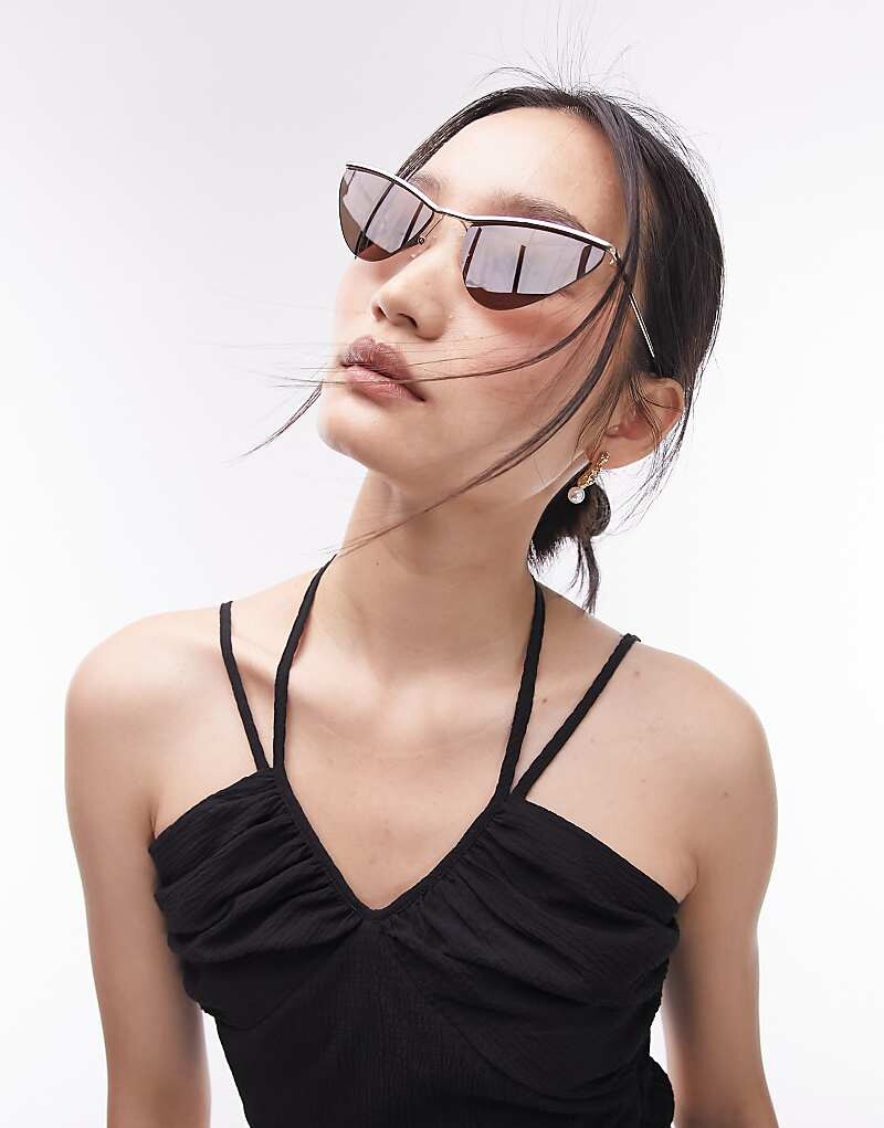 

Topshop – Aster – Солнцезащитные очки с угловыми козырьками, золотистые