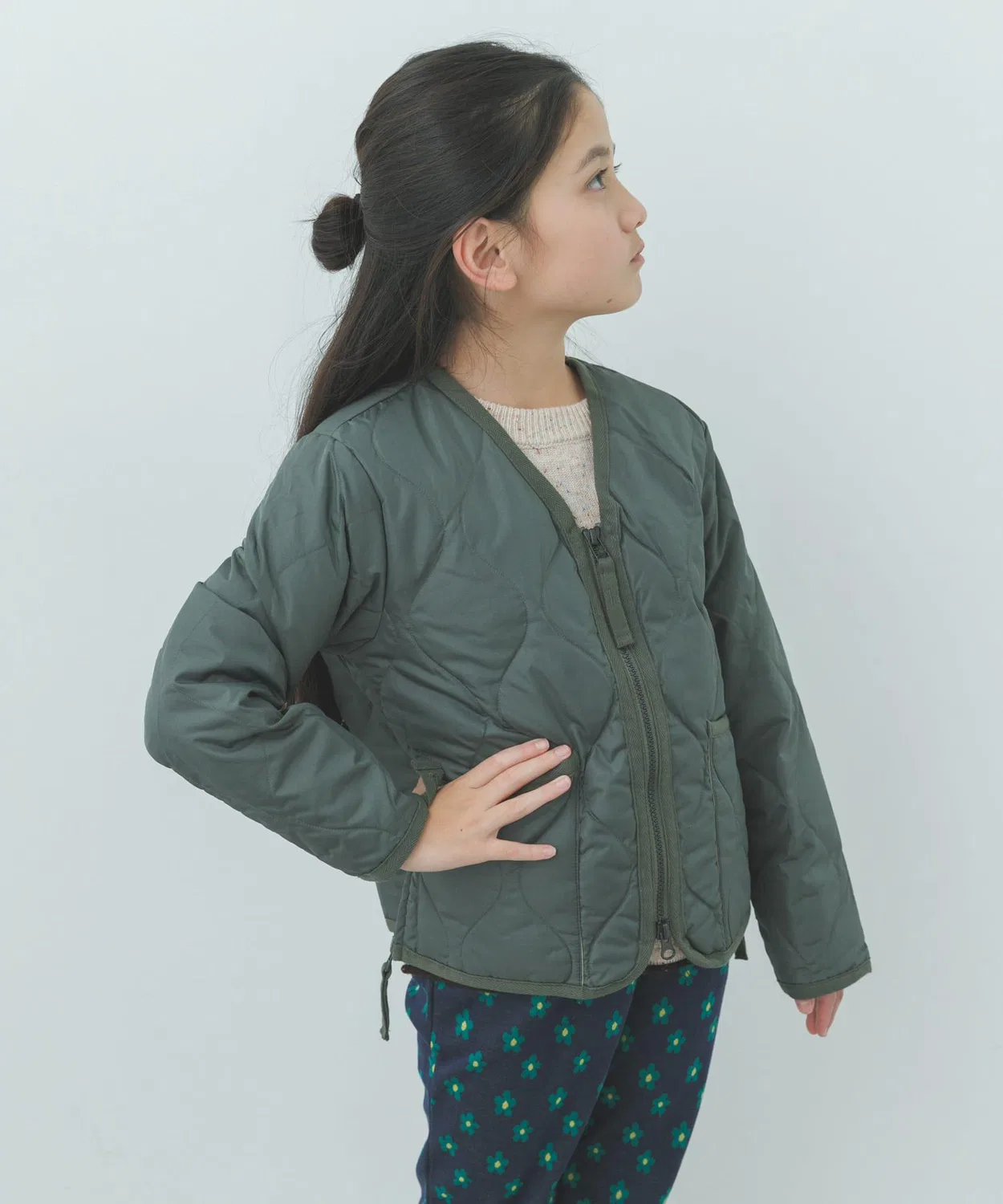 Детская куртка-пуховик военного стиля TAION MILITARY ZIP DOWN JACKET с наполнителем 800FP, тёмно-коричневая — фото 2