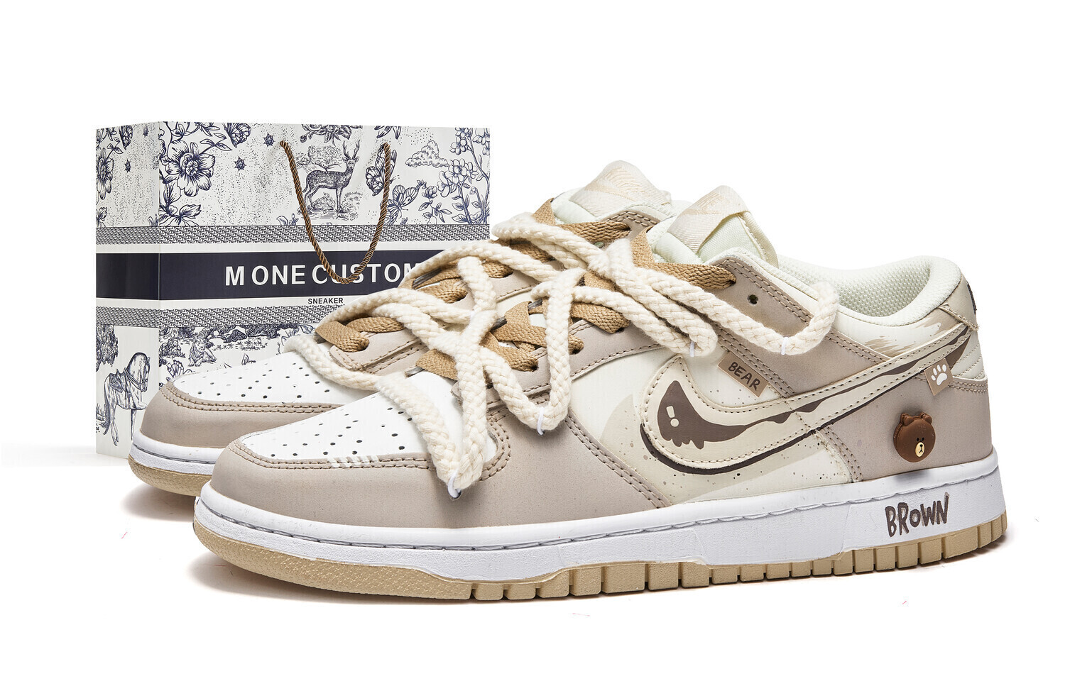 

Кроссовки Nike Dunk Skateboarding Shoes Men Low-top White, коричневый